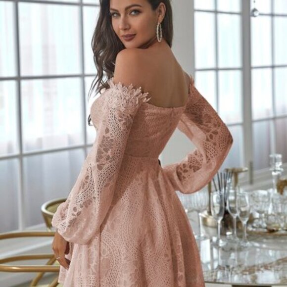 Open Front Lace Lantern Sleeve Cover-Up